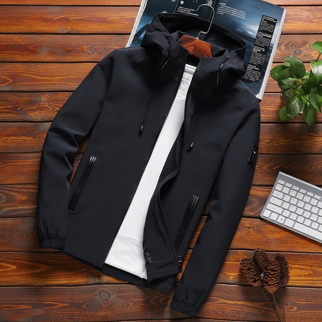 Jacket Men Zipper New Arrival Brand Casual Solid Hooded Jacket Fashion Men's Outwear Slim Fit Spring and Autumn High Quality K11