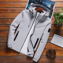 Load image into Gallery viewer, Jacket Men Zipper New Arrival Brand Casual Solid Hooded Jacket Fashion Men&#39;s Outwear Slim Fit Spring and Autumn High Quality K11