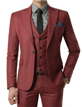 Load image into Gallery viewer, Fnoexw  Customized 2018 Red Groom Tuxedos Wedding Party Suit business Groomsman Suit mens wedding suits ( jacket+Pants+vest+tie)