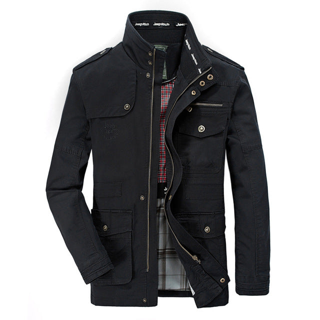 New Plus Size 7XL 8XL Autumn Military Jacket Men Cotton Brand Outwear Multi-pocket Mens Jackets Long Coat Male Chaqueta Hombre