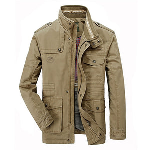 New Plus Size 7XL 8XL Autumn Military Jacket Men Cotton Brand Outwear Multi-pocket Mens Jackets Long Coat Male Chaqueta Hombre