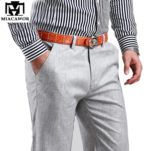 Plus Size 38 New 2019 Men Summer Linen Pants Cotton Casual Trousers,Breathable,High Quality Men's pants