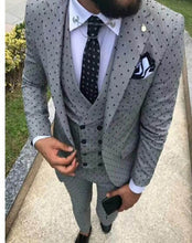 Load image into Gallery viewer, Mens suits Wave point Three Pieces Men Dress Suits Casual Commuter office business suits For Wedding(Blazer+Vest+Pants)