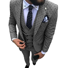 Load image into Gallery viewer, Mens suits Wave point Three Pieces Men Dress Suits Casual Commuter office business suits For Wedding(Blazer+Vest+Pants)