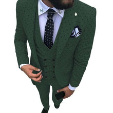 Load image into Gallery viewer, Mens suits Wave point Three Pieces Men Dress Suits Casual Commuter office business suits For Wedding(Blazer+Vest+Pants)