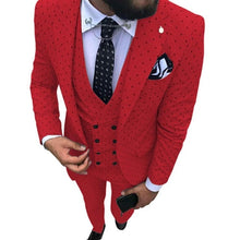 Load image into Gallery viewer, Mens suits Wave point Three Pieces Men Dress Suits Casual Commuter office business suits For Wedding(Blazer+Vest+Pants)