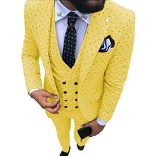 Load image into Gallery viewer, Mens suits Wave point Three Pieces Men Dress Suits Casual Commuter office business suits For Wedding(Blazer+Vest+Pants)
