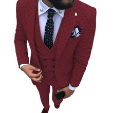 Load image into Gallery viewer, Mens suits Wave point Three Pieces Men Dress Suits Casual Commuter office business suits For Wedding(Blazer+Vest+Pants)