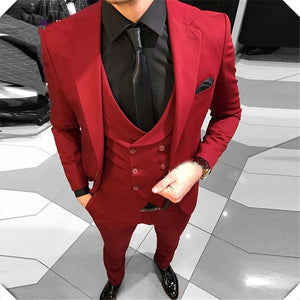 Houndstooth Custom Made Mens Checkered Suit Dresses Tailored black Weave Hounds Tooth Check wedding men suits jacket+pants+vest