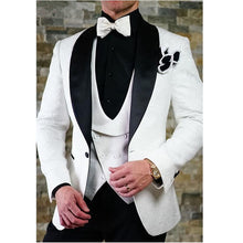 Load image into Gallery viewer, Houndstooth Custom Made Mens Checkered Suit Dresses Tailored black Weave Hounds Tooth Check wedding men suits jacket+pants+vest