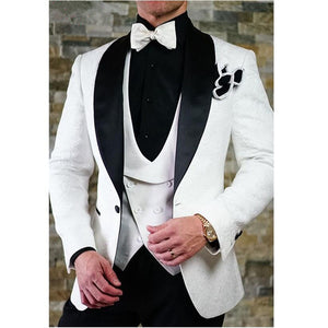 Houndstooth Custom Made Mens Checkered Suit Dresses Tailored black Weave Hounds Tooth Check wedding men suits jacket+pants+vest