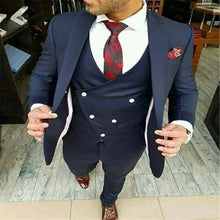 Load image into Gallery viewer, Houndstooth Custom Made Mens Checkered Suit Dresses Tailored black Weave Hounds Tooth Check wedding men suits jacket+pants+vest