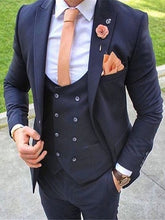 Load image into Gallery viewer, Houndstooth Custom Made Mens Checkered Suit Dresses Tailored black Weave Hounds Tooth Check wedding men suits jacket+pants+vest
