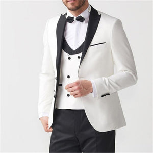 Houndstooth Custom Made Mens Checkered Suit Dresses Tailored black Weave Hounds Tooth Check wedding men suits jacket+pants+vest
