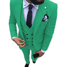 Load image into Gallery viewer, Mens suits Wave point Three Pieces Men Dress Suits Casual Commuter office business suits For Wedding(Blazer+Vest+Pants)