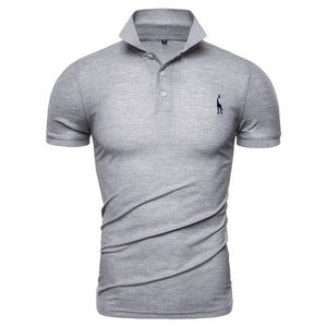 GustOmerD 2019 Brand Quality Cotton Polo Shirt Men Solid Slim Fit Short Sleeve Polos Men Fashion Giraffe Embroidery Men's Polo