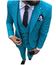 Load image into Gallery viewer, Mens suits Wave point Three Pieces Men Dress Suits Casual Commuter office business suits For Wedding(Blazer+Vest+Pants)