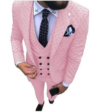 Load image into Gallery viewer, Mens suits Wave point Three Pieces Men Dress Suits Casual Commuter office business suits For Wedding(Blazer+Vest+Pants)
