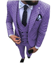 Load image into Gallery viewer, Mens suits Wave point Three Pieces Men Dress Suits Casual Commuter office business suits For Wedding(Blazer+Vest+Pants)