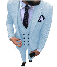 Load image into Gallery viewer, Mens suits Wave point Three Pieces Men Dress Suits Casual Commuter office business suits For Wedding(Blazer+Vest+Pants)