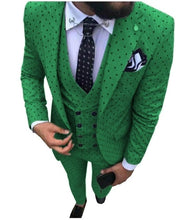 Load image into Gallery viewer, Mens suits Wave point Three Pieces Men Dress Suits Casual Commuter office business suits For Wedding(Blazer+Vest+Pants)