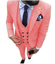 Load image into Gallery viewer, Mens suits Wave point Three Pieces Men Dress Suits Casual Commuter office business suits For Wedding(Blazer+Vest+Pants)