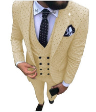 Load image into Gallery viewer, Mens suits Wave point Three Pieces Men Dress Suits Casual Commuter office business suits For Wedding(Blazer+Vest+Pants)