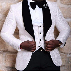 Men's fashion solid color suit three-piece suit (jacket + pants + vest) wedding groom groomsmen dress men's business dress