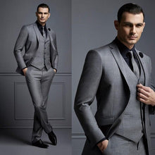 Load image into Gallery viewer, Men&#39;s fashion solid color suit three-piece suit (jacket + pants + vest) wedding groom groomsmen dress men&#39;s business dress