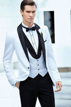 Load image into Gallery viewer, Men&#39;s fashion solid color suit three-piece suit (jacket + pants + vest) wedding groom groomsmen dress men&#39;s business dress