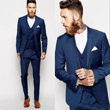 Load image into Gallery viewer, Men&#39;s fashion solid color suit three-piece suit (jacket + pants + vest) wedding groom groomsmen dress men&#39;s business dress
