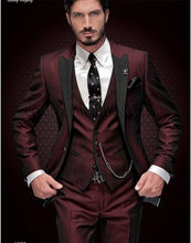 Load image into Gallery viewer, Men&#39;s fashion solid color suit three-piece suit (jacket + pants + vest) wedding groom groomsmen dress men&#39;s business dress