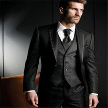 Load image into Gallery viewer, Men&#39;s fashion solid color suit three-piece suit (jacket + pants + vest) wedding groom groomsmen dress men&#39;s business dress