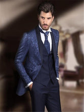 Load image into Gallery viewer, Men&#39;s fashion solid color suit three-piece suit (jacket + pants + vest) wedding groom groomsmen dress men&#39;s business dress