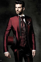Load image into Gallery viewer, Men&#39;s fashion solid color suit three-piece suit (jacket + pants + vest) wedding groom groomsmen dress men&#39;s business dress