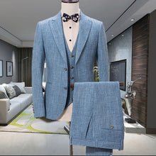 Load image into Gallery viewer, Houndstooth Custom Made Mens Checkered Suit Dresses Tailored black Weave Hounds Tooth Check wedding men suits jacket+pants+vest