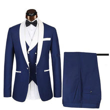 Load image into Gallery viewer, Houndstooth Custom Made Mens Checkered Suit Dresses Tailored black Weave Hounds Tooth Check wedding men suits jacket+pants+vest