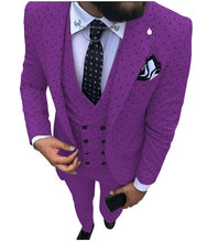 Load image into Gallery viewer, Mens suits Wave point Three Pieces Men Dress Suits Casual Commuter office business suits For Wedding(Blazer+Vest+Pants)