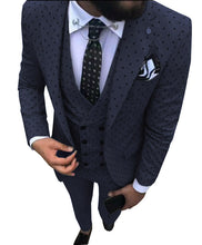 Load image into Gallery viewer, Mens suits Wave point Three Pieces Men Dress Suits Casual Commuter office business suits For Wedding(Blazer+Vest+Pants)