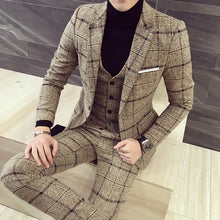 Load image into Gallery viewer, luxury suit ( Blazer + Vest + pant ) Plaid stripes mens suits 2019 Asia size S-5XL High quality men suits mens three-piece set