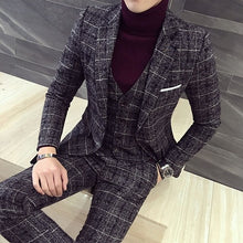 Load image into Gallery viewer, luxury suit ( Blazer + Vest + pant ) Plaid stripes mens suits 2019 Asia size S-5XL High quality men suits mens three-piece set