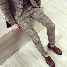 Load image into Gallery viewer, luxury suit ( Blazer + Vest + pant ) Plaid stripes mens suits 2019 Asia size S-5XL High quality men suits mens three-piece set