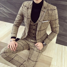 Load image into Gallery viewer, luxury suit ( Blazer + Vest + pant ) Plaid stripes mens suits 2019 Asia size S-5XL High quality men suits mens three-piece set