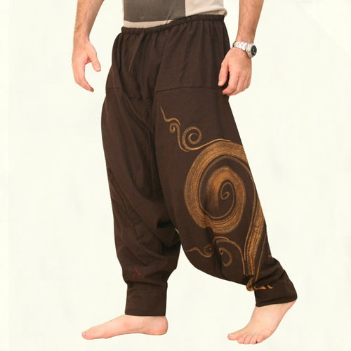 Vintage Men Pants Harem Elastic Casual Baggy Yoga Harem Pants Hip-hop Men Gypsy Cotton Linen Wide-legged Loose Pants Drawstring