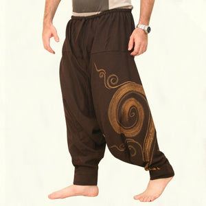 Vintage Men Pants Harem Elastic Casual Baggy Yoga Harem Pants Hip-hop Men Gypsy Cotton Linen Wide-legged Loose Pants Drawstring