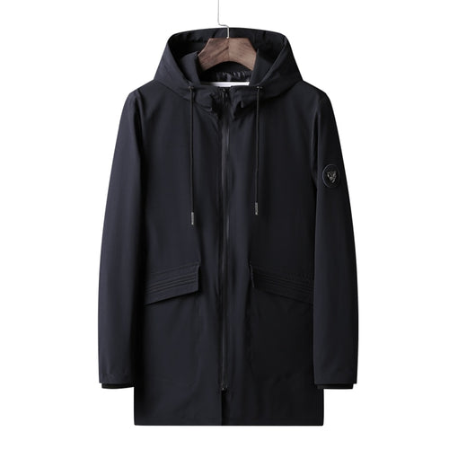 Plus 8XL  7XL 6XL Spring Autumn New Slim Fit Young Men Hooded Jacket Thin Jackets Brand Casual Windbreaker Top Quality black