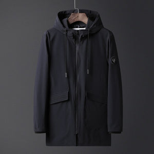 Plus 8XL  7XL 6XL Spring Autumn New Slim Fit Young Men Hooded Jacket Thin Jackets Brand Casual Windbreaker Top Quality black