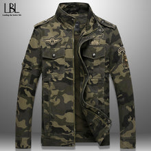 Load image into Gallery viewer, Men&#39;s Army Jacket Men Bomber Military Jackets Casual Camouflage Coat Windproof Outwear Army Green Autumn Winter 2019 Cotton Zip