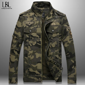 Men's Army Jacket Men Bomber Military Jackets Casual Camouflage Coat Windproof Outwear Army Green Autumn Winter 2019 Cotton Zip