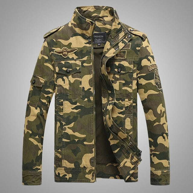 Men's Army Jacket Men Bomber Military Jackets Casual Camouflage Coat Windproof Outwear Army Green Autumn Winter 2019 Cotton Zip